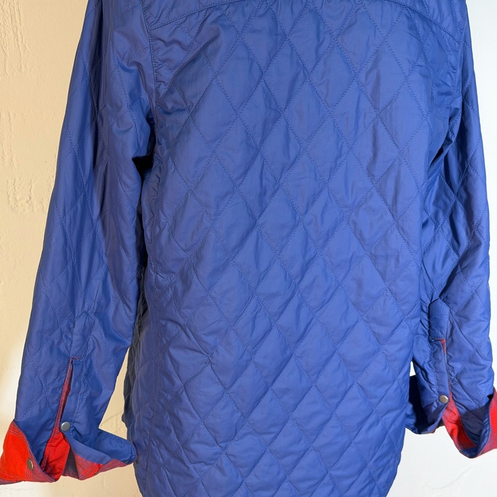 Red and Blue Plaid Reversible Quilted Shacket Snap Button-Up - Picture 11 of 16